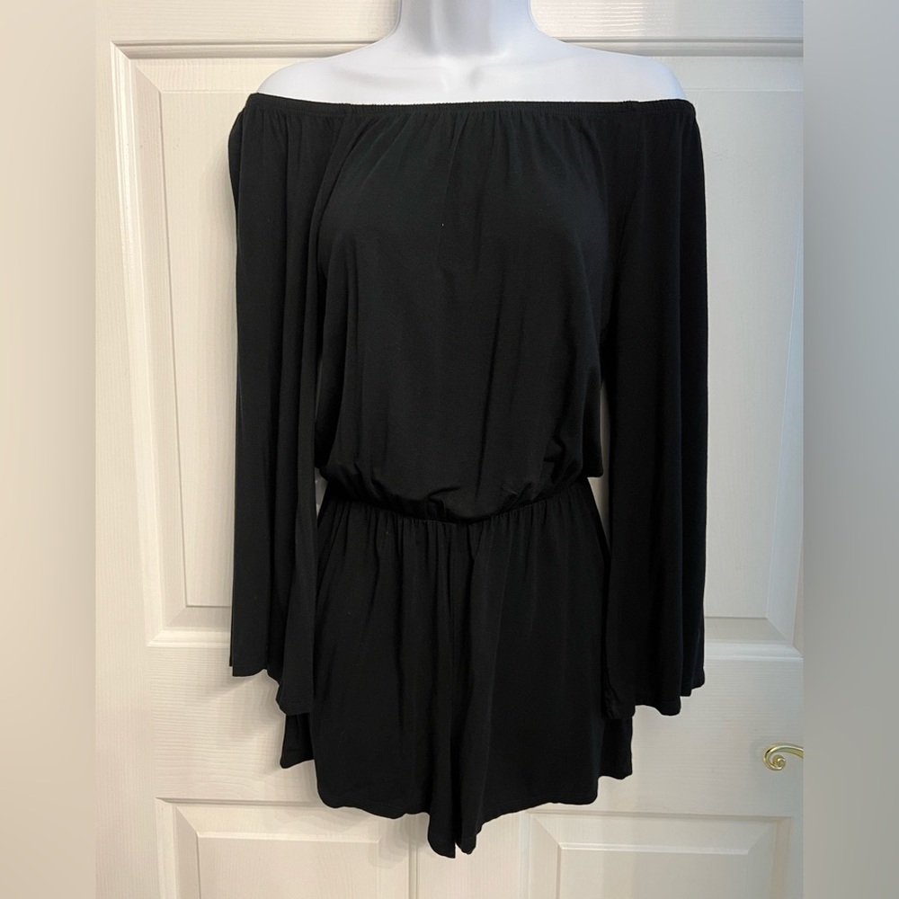 Off the  shoulder long sleeve romper